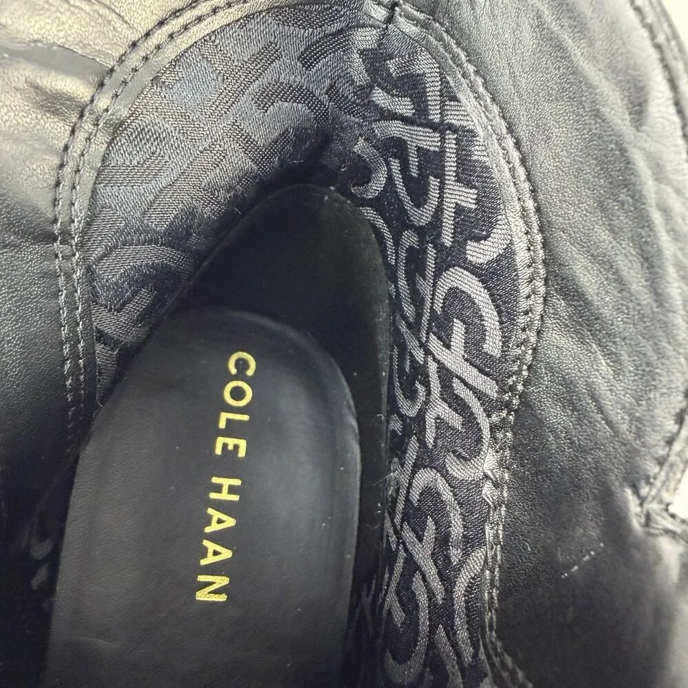 Cole Haan Elyse W14979-001 Boots Women's US 10B Black Leather Block Heel
